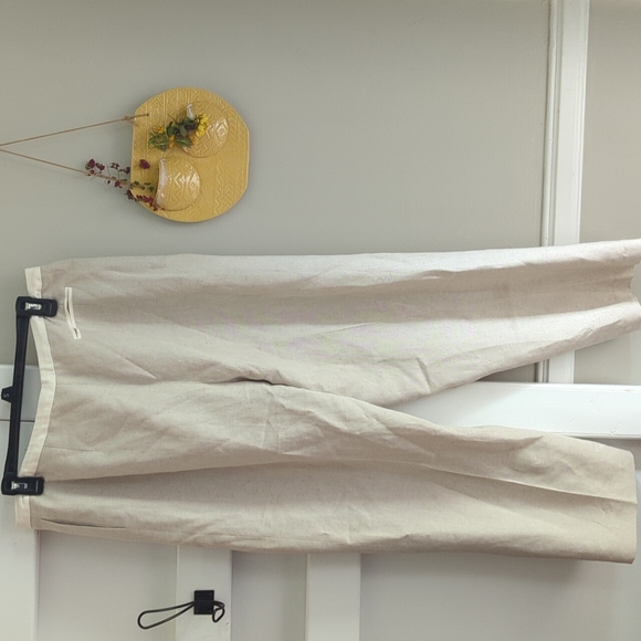 Harve Bernard Cream Linen Loose Fit Pants 16 - Picture 5 of 7